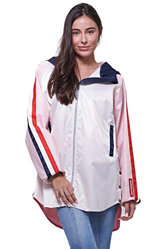 Members Only Women's Long Satin Twill Jacket with Hood - White L