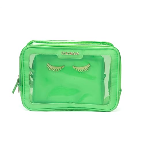 Image of Colorbar Polyester Lips & Lashes Casual Box Pouch (Set Of Two) - Neon Green