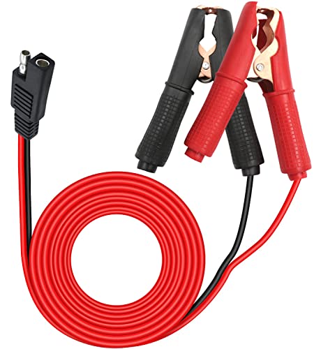 Image of HuaLiSiJi Battery Alligator Clip to SAE Connector Extension Cable 14AWG 30A 12V 24V Battery Alligator Clip to SAE 2pin Quick Disconnect Cable for Battery Charging Or Other Equipment (1.5m)