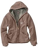 Carhartt Women's Sandstone Sierra Jacket Sherpa Lined Zip Front Hoodie, Taupe Gray, Medium