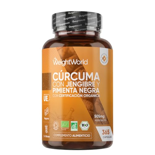 Cúrcuma con Pimienta Negra y Jengibre Orgánica, 365 Cápsulas, 1 Año de Suministro - Apto para Veganos, con Certificación Orgánica por la Soil Association, 1 Cápsula al Día, Sin Gluten ni OGM