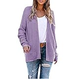 Lazzboy Store Strickjacke Damen Lang Cardigan Strick-Strickjacken für Frauen Lose Slouchy Oversized Wrap Sweaters Coat S-XL (Lila，L)
