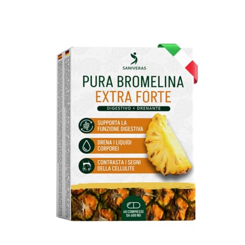Bromelina Forte Drenante 5000 + 2500 GDU Donna Uomo per Cellulite Gambe e Glutei Drenaggio Liquidi...