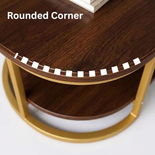 Image of NEST NATURE HAVEN Coffee Table for Office, Dining, Tea Room, Center Table for Living Room, Contemporary Simple Cocktail Table with Brown Desktop and Gold Metal Frame