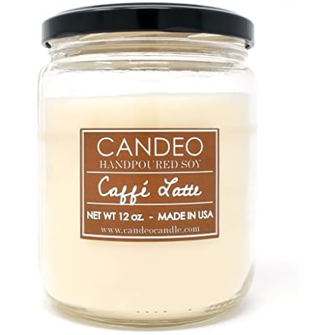 Caffe Latte, Handpoured Soy Candle Jar, Made in The USA, 12 oz Jar Candle Cover