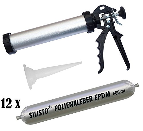 Preisvergleich Produktbild 12 x 600ml Folienkleber EPDM Teichfolienkleber EPDM-Kleber + SCHLAUCHBEUTELPISTOLE 890P710EPDM12