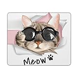 Cute Cat Mouse Pad Pretty Animal-Themed Mouse Pad with Text, Personalized Print Waterproof Mousepad
