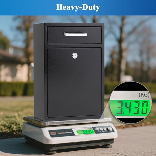 Image of Jssmst Locking Mailbox for Outside, Key Lock Wall Mount Mailboxes Large, Security Drop Box with Lock, 16.2H x 11.22L x 4.72W Inches, Black XLarge