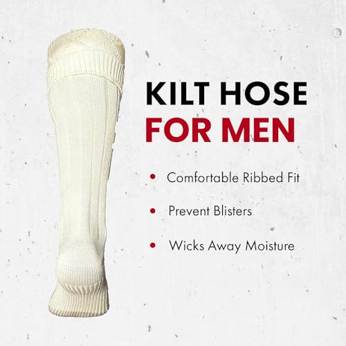 Scottish Kilt Hose for Men, Ribbed Socks for USA Shoe Sizes