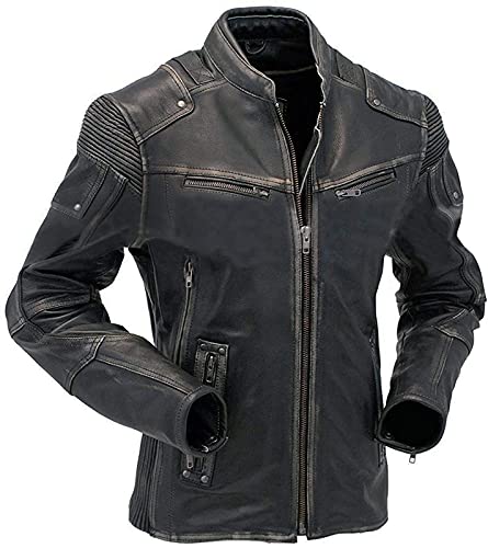 Iii-Fashions Men's Cafe Racer Jacket | Vintage Biker Black Rider Retro Motorcycle Distressed Leather Jacket #TOP12