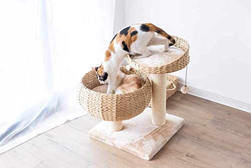 Árbol para Gatos Moderno PetPals con Rascadores y Cama Beige miniatura 2
