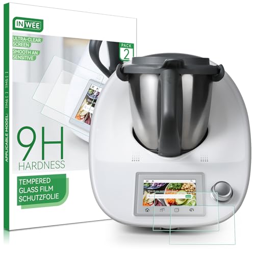 Inwee Schutzfolie Kompatibel mit Vorwerk Thermomix TM5, Hartglas Glas 9H Panzerfolie, Displayschutz für Thermomix Zubehör, Langlebig Kratzfest [2 Stück]