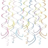 HonuGoGo 48PCS Pastel Paper Swirl Decorations Hanging Ceiling Streamers for Birthday, Spring, Bridal, Gender Reveal, Wedding, or Everyday Party Decor