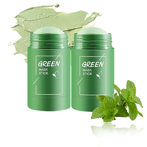 Green Mask Stick Puntos Negros,Green Tea Deep Cleanse Mask,2 Piezas Mascarilla Facial En Stick De Té Verde,Limpieza Profunda De Poros,EliminacióN De Puntos Negros,Control De Grasa,Para Piel Mixta