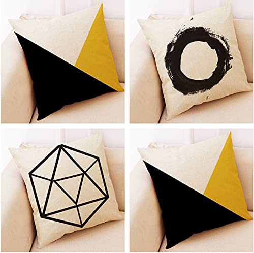 JgZATOA Geometría Amarillo Fundas De Cojín Fundas De Almohada Cuadradas Cover