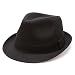 MIRMARU Classic Trilby Short Brim 100% Cotton Twill Fedora Hat with Band(Black,LXL)