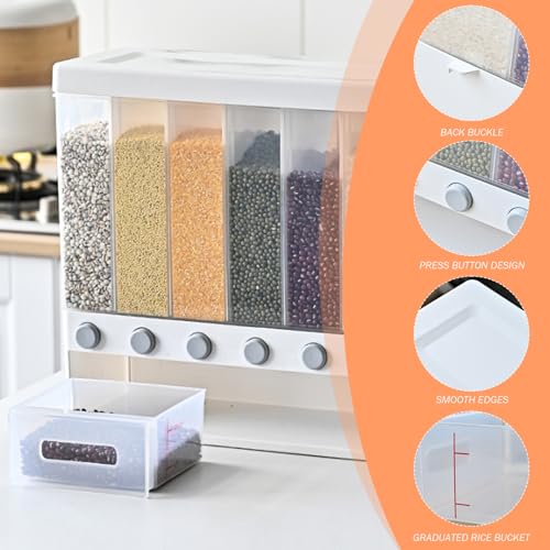 Contenedor dispensador de cereales robusto de 10l con acabado transparente para pared 3