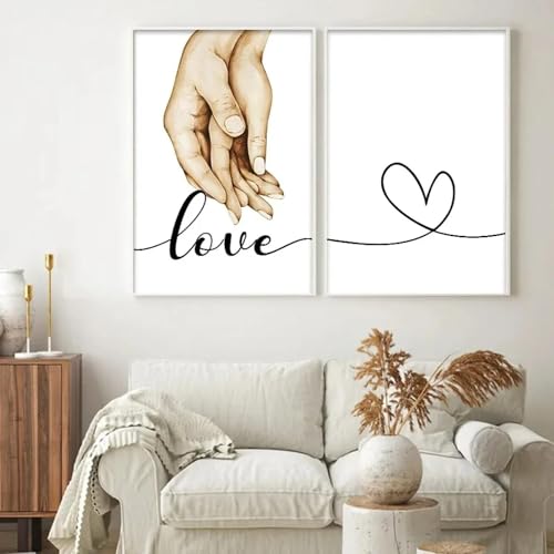 Amour Famille Mains Coeur Affiches Toile Symbole Union Déco Maison
