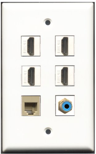 RiteAV – 4 Port HDMI 1 RCA blau 1 Handytasche RJ11 RJ12 beige Wall Plate