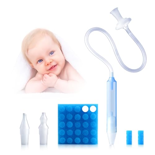 Image of Nasal Aspirator for Baby, Nasal Congestion Relief Nose Cleaner with 2 Silicone Tips 25 Hygiene Filter for Babies Infants Toddlers Boys Girls (Blue)