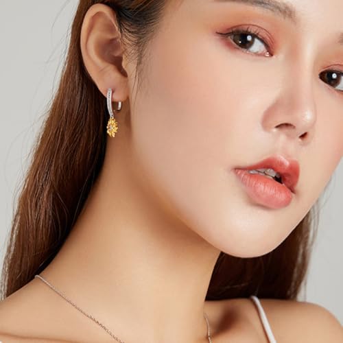 Pendientes de girasol para vestidos de verano joyas de plata Healeved 6