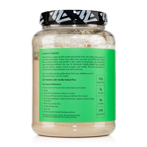 NAKED Vanilla Pea Protein Isolate from North American Farms, Only 3 Ingredients, Vanilla Vegan Protein, Gluten-Free, Soy Free, GMO Free - 2LB - Thumbnail 4