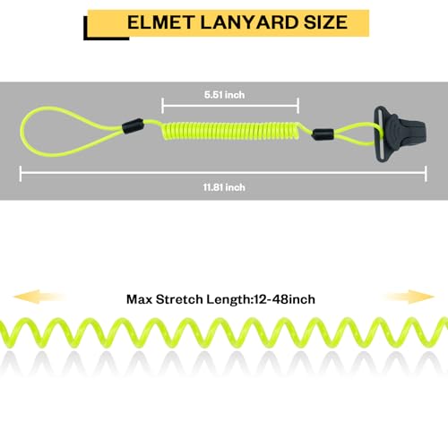 Image of MELOTOUGH Coiled Lanyard,Hard Hat Lanyard w /Clamp End,No Snag Design for Hard Hat,Tools,Small Valuables,Load Cap 2lbs,3Pcs