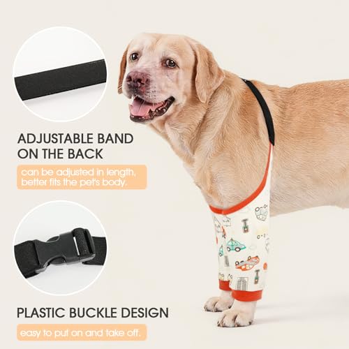 Image of Dog Recovery Suit for Front Legs, Dog Recovery Sleeves After Surgery with Elastic Band, Soft Protective Elbow Braces for Medium Large Dogs, Cone Collar Alternative to Stop Licking Leg Wounds,Red,3XL