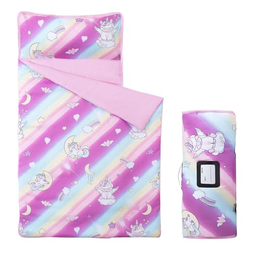 Image of MORAIS Toddler Nap Mat with Pillow and Blanket, 52 inch x 20 inch Lightweight and Soft Nap Mat for Preschool, Daycare, Travel Sleeping Bags
