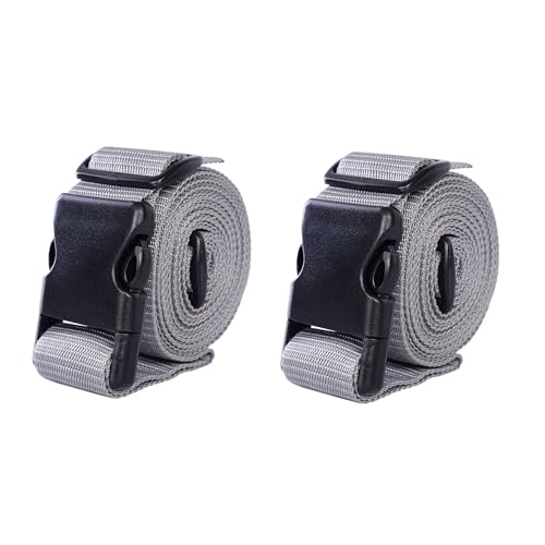 Image of Aqbah Pack of 2 Luggage Tie Down Straps, Bag Strap with Strength up to 600lbs 10 ft in Length with Adjustable Buckle Straps for Motorcycle, Trucks, Luggage etc (Grey)