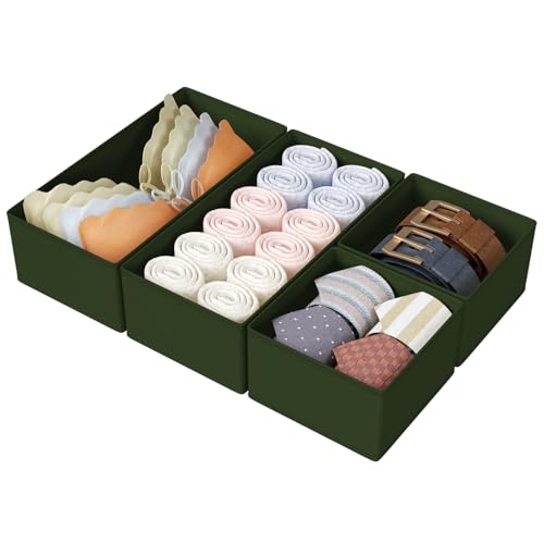 DIMJ-Drawer-Organizers-Clothes-Set-of-4-Dresser-Organizer-Bins-Fabric-Closet-Organizers-and-Storage-Shallow-Drawer-Dividers-for-Nursery-Clothing-Baby-Clothes-Socks-Underwears-Tie-Green DIMJ Drawer Organizers Clothes, Set of 4 Dresser Organizer Bins, Fabric Closet Organizers and Storage, Shallow Drawer Dividers for Nursery, Clothing, Baby Clothes, Socks, Underwears, Tie (Green) - Image 1