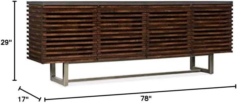 Solstice 78" TV Stand in Medium Brown Wood and Dark Gray Top by Hooker