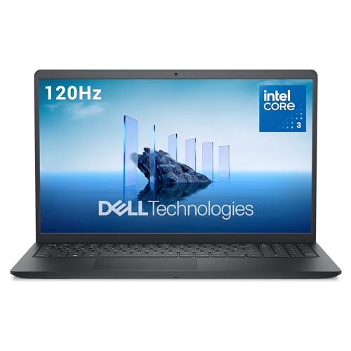 Dell 15 Laptop DC15250 15,6' FHD (1920 x 1080) 120 Hz, Intel Core 3 100U, Intel UHD Grafik, 8GB RAM, 512GB SSD, Windows 11 Home, QWRTZ-Tastatur – Schwarz