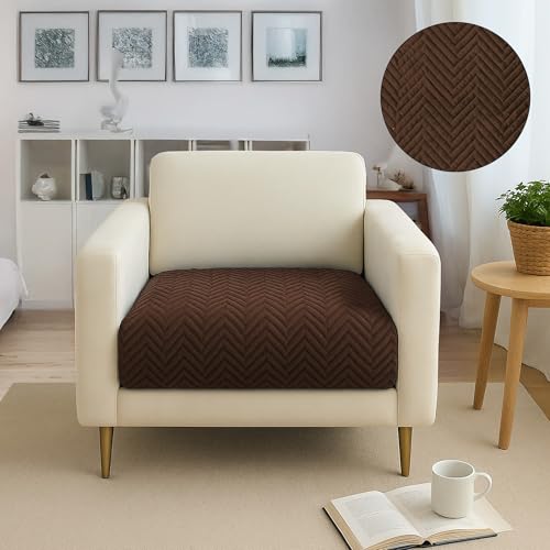 Image of Amazon Basics - Velvet Quilted Make Your Own Sofa Cover |1 Seater | Multi-Layered Fabric |70cm x 70cm | 350 GSM | Color - Brown