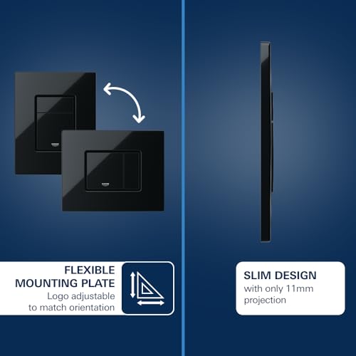 Image of Grohe Skate Cosmopolitan Flush Plate | Glossy Black Finish | Compatible With Grohe Cistern Tank | Dual Flush Button | Sophisticated Style With Highest Performance | 10 Year Warranty | 38732KV0