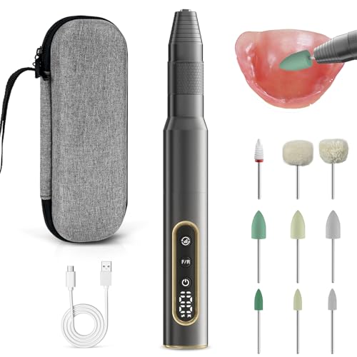 NewlyArt Cordless Mini Polisher 30000RPM Portable Repair & Cleaning Kit for Acrylic & Soft Liners - Smooths Rough Edges Removes Stains Perfect Finish Ideal Gift for Dad Mom Grandma Grandpa