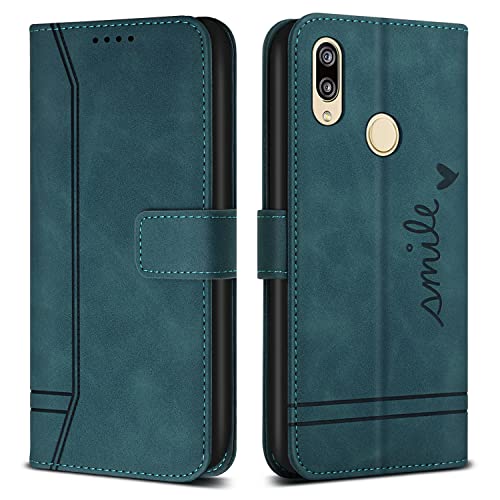 Bravoday Coque pour Huawei Honor 10 Lite/Huawei P Smart 2019, Etui Cuir avec Magnetique, Flip Pochette Housse pour Huawei Honor 10 Lite/Huawei P Smart 2019 Protection, Vert