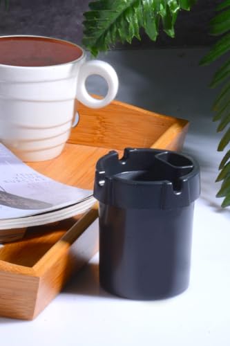 1 Adet Koku Yapmaz, Çakmaklık Hazneli Siyah Plastik Küllük, Oto Kül Tablası