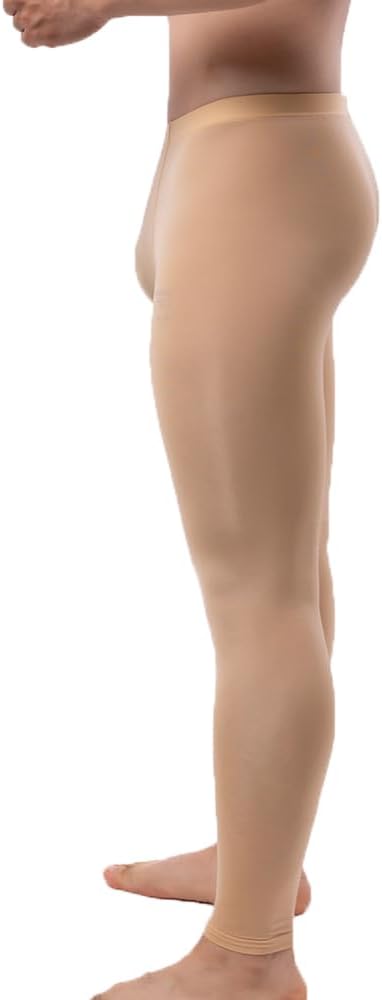 Men's Ice Silk Sheer Leggings Pants Underwear Bottoms Low Rise Elastic Trousers Long Johns - Image 3