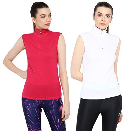 Image of Ap'pulse Women's Sleeveless 1 /4 Zip Hineck Tshirt(Pack of 2)