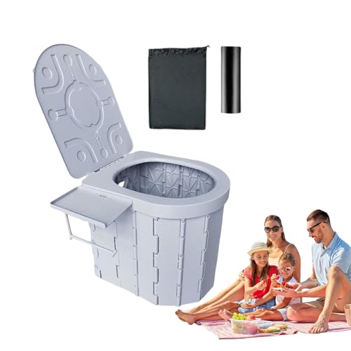Dulcicasa ポータブルトイレ 折りたたみ式 耐荷重150kg ? 防水密封設計 無臭 多用途 アウトドア キャンプ ハイキング 旅行 釣り (グレー)