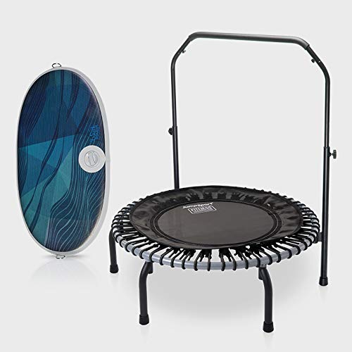 JumpSport 350 Home Bundle | 39” Arched Legged Fitness Trampoline + Adjustable Handle Bar + Anti-Fati
