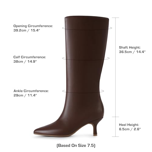 DREAM PAIRS DREAM PAIRS Women's Knee High Kitten Heel Boots Sexy Pointed Toe Fashion Long Tall Boots,Size 11,Brown-Pu,DWUMKB2507