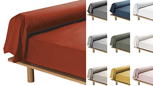Taie De Traversin 10 Coloris Différents - 85x185 cm Percale 78 Fils(Rouge Argile)
