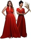Taniri Infinity Dress - Convertible Multiway Maxi Long Transformer Gown Dress - Bridesmaid Bridal Party Wedding - Strap Wrap, Terracotta, Large