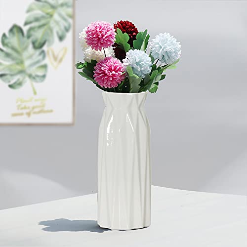 Vase en céramique, blanc, hauteur : 20 cm, moderne, décoratif, ornement de bureau de table, convient au salon, restaurant, café, cadeau pour mariage, pendaison de crémaillère, bac à fleurs Cover