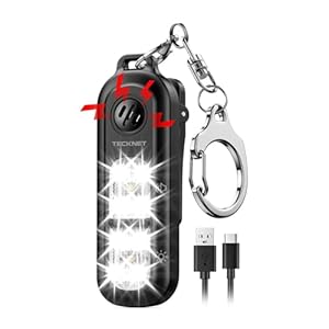 TECKNET Personal Safety Alarm 135dB with SOS Strobe Light for Women – Rechargeable& IPX4 Waterproof Running Lights with Clip On Torch & Low Battery Notice, Safety Siren for Running, Travel Kids