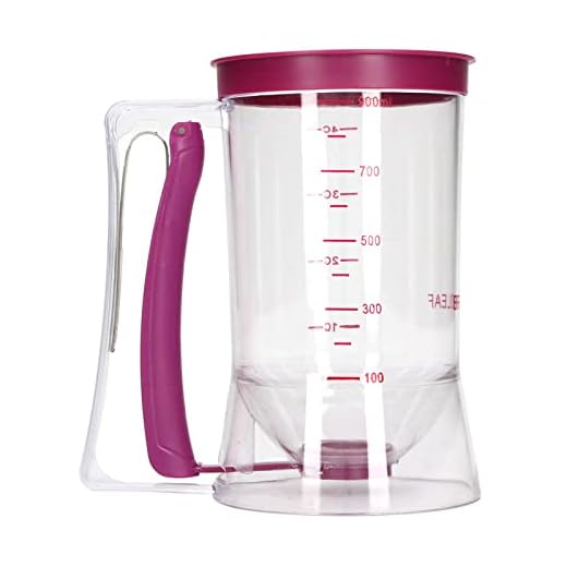 Dispensador de massa de panqueca, separador de massa, máquina de assar com etiqueta de medição, cupcake, waffle, mistura de muffin, crepe e bolo, suprimentos fáceis de despejar para assar, 900 ml