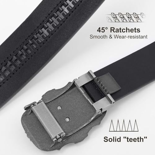 Adjustable Ratchet Western Belt with Western Buckle Mens Vintage Cowboy Leather Casual Printing Belt Christmas Gift3