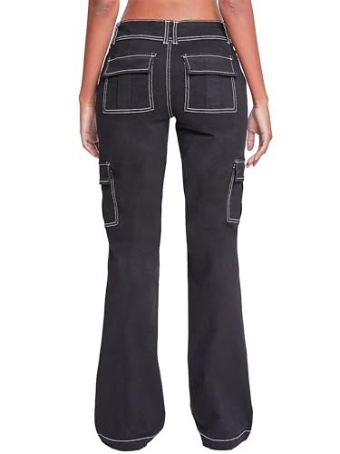 YMI Jeans Women's 2 Button Low Rise Cargo Flare Pants3